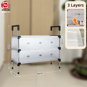 ชั้นวางเสื้อและรองเท้าหลายชั้น พร้อมผ้าคลุมกันฝุ่น ที่เก็บรองเท้าพร้อมตะขอ สำหรับตู้เสื้อผ้า ทางเข้าบ้าน ห้องนั่งเล่น - Product Image 5