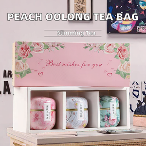 Thé Oolong Pêche pour la Perte <span class=keywords><strong>de</strong></span> Poids avec Pêche Blanche, Haricot Rouge, Avoine et Chrysanthème - 14 Types <span class=keywords><strong>de</strong></span> Sachets <span class=keywords><strong>de</strong></span> Thé en Boîte Cadeau - Product Image 2