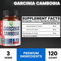 OEM ODM Capsules de Garcinia Cambogia pour adultes, 100% naturelles, complément à base d'extrait de thé vert et de haricot blanc, stimulant énergétique, brûleur de graisse