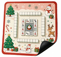 Tapis de Mahjong Américain Duoerfen en Caoutchouc Naturel Imperméable à Motif de Noël Antidérapant Portable Housse de Table Écologique pour Intérieur Domestique