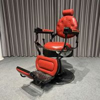 Fauteuil de barbier hydraulique inclinable, fauteuil de salon rétro pour hommes, 360° °   Chaise de coiffure pivotante et réglable en hauteur pour coupe de cheveux, permanente et coloration