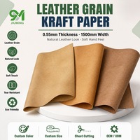 Papier Kraft Grain Cuir Naturel 0,55 mm Texture Froissée Toucher Doux Résistant à la Déchirure 1500 mm de Large pour Sacs Artisanat Écologique