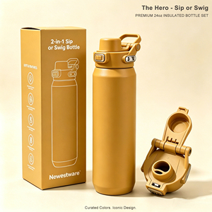 Fabricant de bouteilles isothermes personnalisées avec logo 24 oz, vente en gros de bouteilles d'eau sportives 2-en-1 avec poignée <span class=keywords><strong>intégrée</strong></span> - Product Image 1