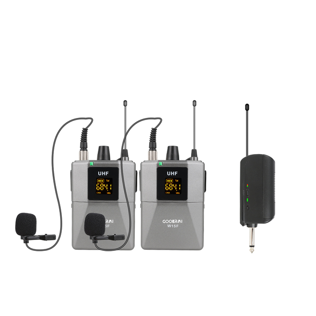 W15F Wireless Microphone System Dual Transmitters Receiver Lavalier Mic Set Rechargeable Bodypack