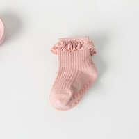 Nouveau-né bébé fille princesse dentelle à volants coton chaussettes infantile petite fille anti-dérapant respirant volant bord Logo jetable enfants