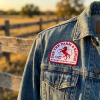 Patch thermocollant tissé fin haute densité, broderies personnalisées avec logo de marque, texte et motifs animaux pour vêtements, chapeaux, vente en gros