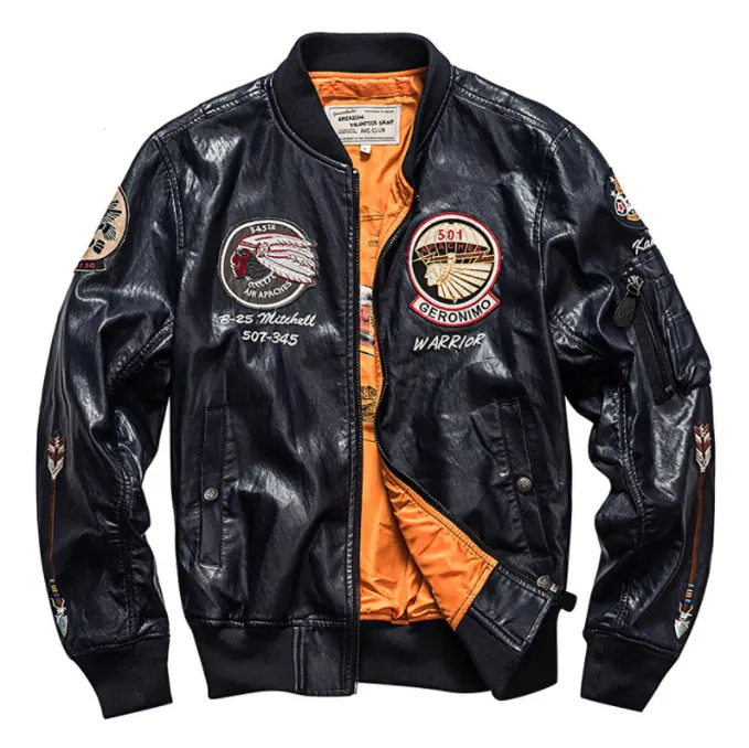 Customized Men's New PU Leather Jacket Large Size Bomber Jacket Personalized Motorcycle Jacket