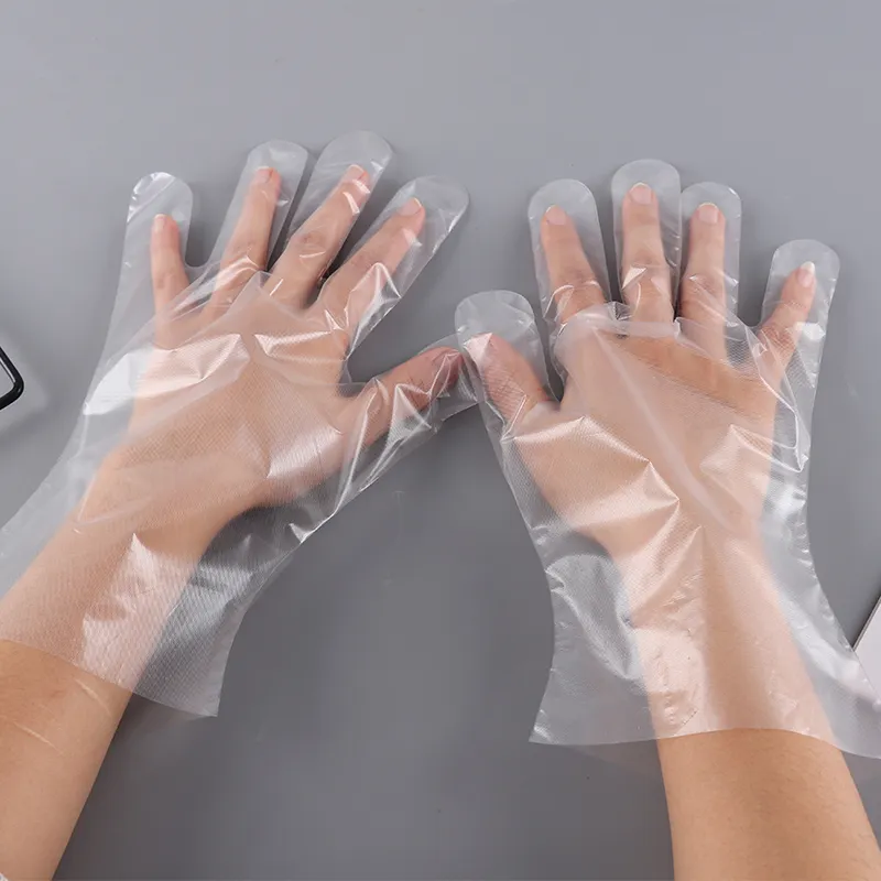 Gants jetables en plastique Transparent PE, vente en gros