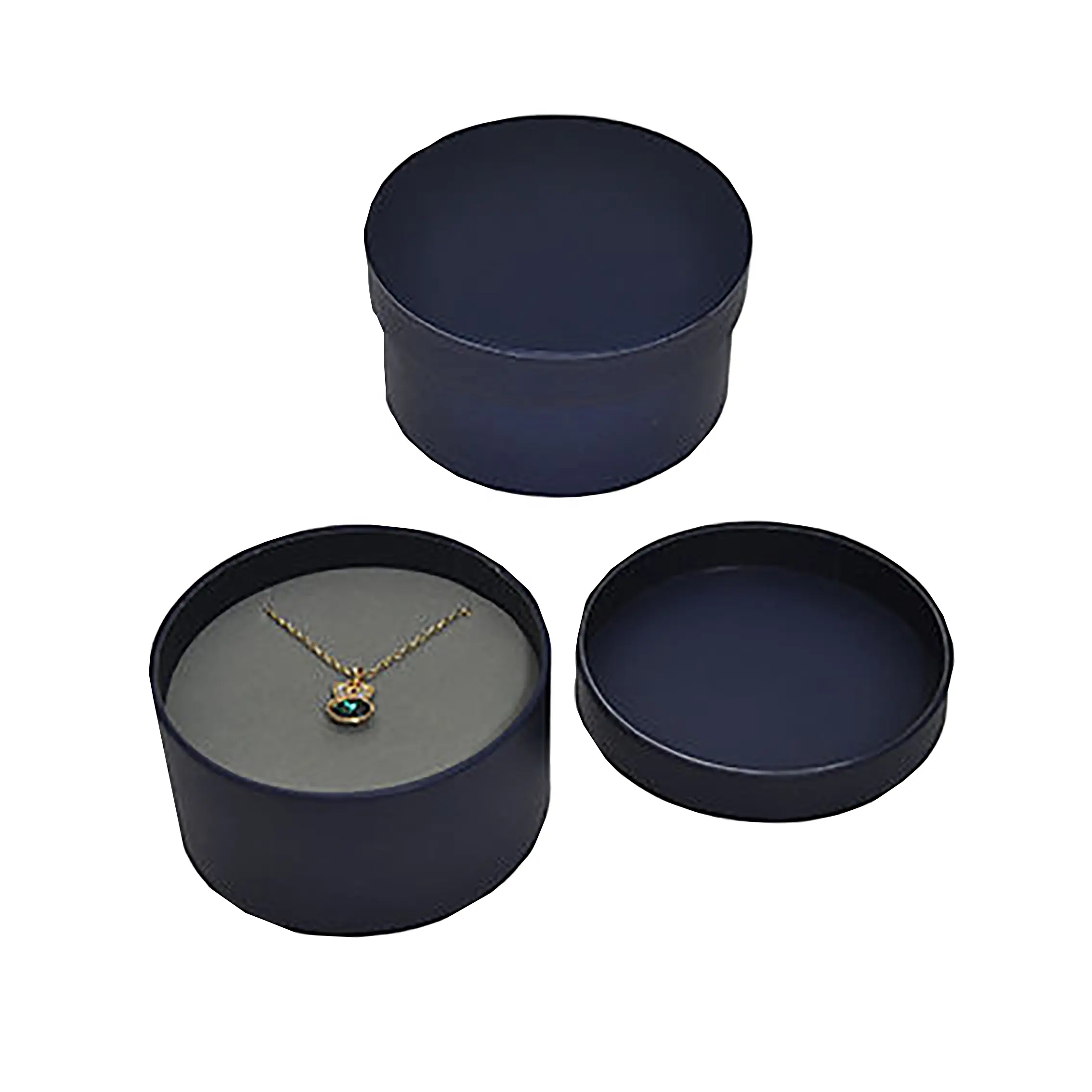 Small cardboard Round Jewelry Boxes Necklace customized gift box Custom fancy blue Paper Tube Packaging box