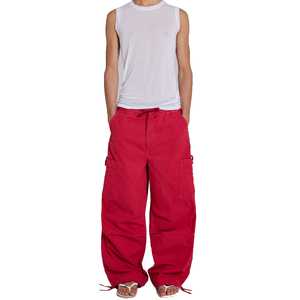 Pantalones Harem de Algodón Rojos para Hombre, Pantalones Cargo Extra Grandes con Bolsillos, Pantalones Plegados hasta la Rodilla, Pantalones Cargo Casuales Ligeros de Verano - Product Image 3