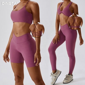 Abbigliamento Fitness personalizzato per ragazze abbigliamento sportivo da donna Spandex Set da Yoga reggiseno e <span class=keywords><strong>Leggings</strong></span> Set <span class=keywords><strong>corto</strong></span> - Product Image 1