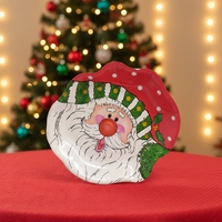 Assiette jetable ronde en plastique rigide PP imprimée Père Noël pour bébé, idéale pour les cadeaux d'affaires