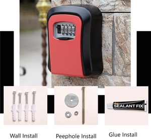 Wall Mounted Safe <b>Box</b> With 4 Digit Combination <b>Lock</b> Waterproof Key Storage For Home Office Garage Outdoor Use - Product Image 4