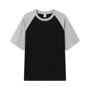 เสื้อยืดแขนราแกลนสีพื้นผ้าฝ้ายคอกลมแขนสั้นชุดลำลอง - Product Image 3