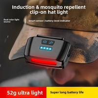 Lampe frontale LED ultra-lumineuse intelligente rechargeable à induction et à intensité variable, lumière blanche, avec clip pour casquette – Portable pour la pêche, l'autodéfense et les activités de plein air