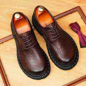 Business Casual Brogue Patchwork <b>Pointed</b> <b>Toe</b> Lace-Up Genuine Leather Versatile Men's Formal Wedding Shoes - Product Image 5