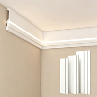 Moulure de plafond en plâtre double couche avec bande LED, corniche décorative plate sans plafond, garniture d'angle de plafond minimaliste pour salon
