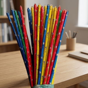 Palos de escoba de madera de eucalipto hechos en Vietnam, mango de madera, portátiles, impermeables, ligeros, recogedor con diseño de panda, ecológicos para el hogar - Product Image 1