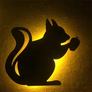 Accu Aangedreven Kattenlichtbord Led Dierlijk Lichaam Inductie Wandlamp Decoratie Ornamenten Voor Kamer Dierenwinkel Feestvakantie