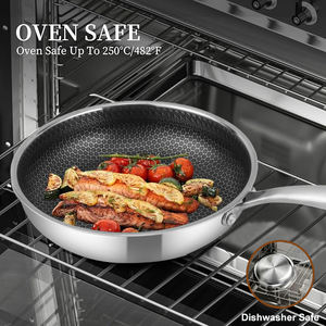 Gıda Sınıfı Yapışmaz Çift Taraflı Petek Desenli Paslanmaz Çelik Hibrit Tava Yapışmaz <span class=keywords><strong>3</strong></span> Katmanlı Paslanmaz Çelik Kızartma Tavası Kapaklı - Product Image 4