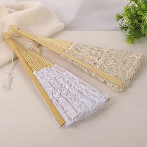 Abanico Plegable de Bambú para Novia, 27 cm, con Encaje Tallado, Decoración de Boda, Portátil, Estilo Romántico, Logotipo Personalizado, Regalo Empresarial - Product Image 3