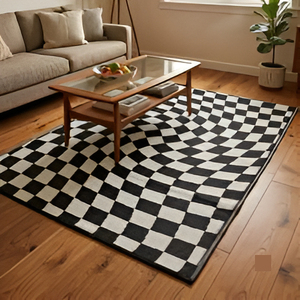 Ready to Sale <b>Black</b> <b>and</b> <b>White</b> <b>Checkered</b> Area <b>Rug</b> for Living Room Bedroom Study Room <b>and</b> Modern Home Decor - Product Image 2