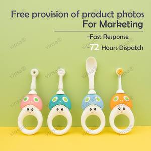 Mordedor personalizado cepillo de dientes bebé seguro silicona <span class=keywords><strong>Molar</strong></span> Stick y cepillo de limpieza de lengua silicona Bpa libre bebé mordedor 2 piezas juegos - Product Image 5