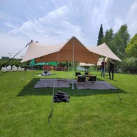 Gran oferta 2025, tiendas de campaña para exteriores de estilo libre, tiendas elásticas con revestimiento de PVC doble beduino para eventos, tela de alto peso de 700GSM