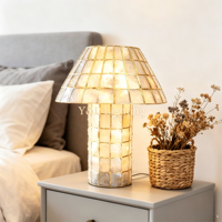 Lampe de table en mosaïque de champignons, lampe de bureau en nacre naturelle pour villa, hôtel, chambre à coucher, salle à manger, décoration intérieure