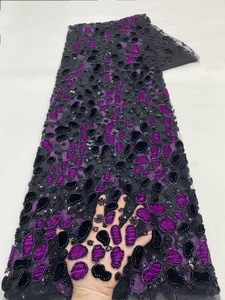 Ni. Ai Chất lượng cao nhẹ nhàng ren Polyester đính cườm Sequins <span class=keywords><strong>Net</strong></span> ren đẹp thêu ren cho Bridal Wedding Dress - Product Image 5