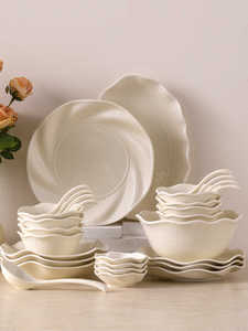 New Model Customized Luxury Ceramic Dinner <b>Set</b> Vintage Style Tableware Unique Designed Wave Shape Ceramic Tableware - Product Image 1
