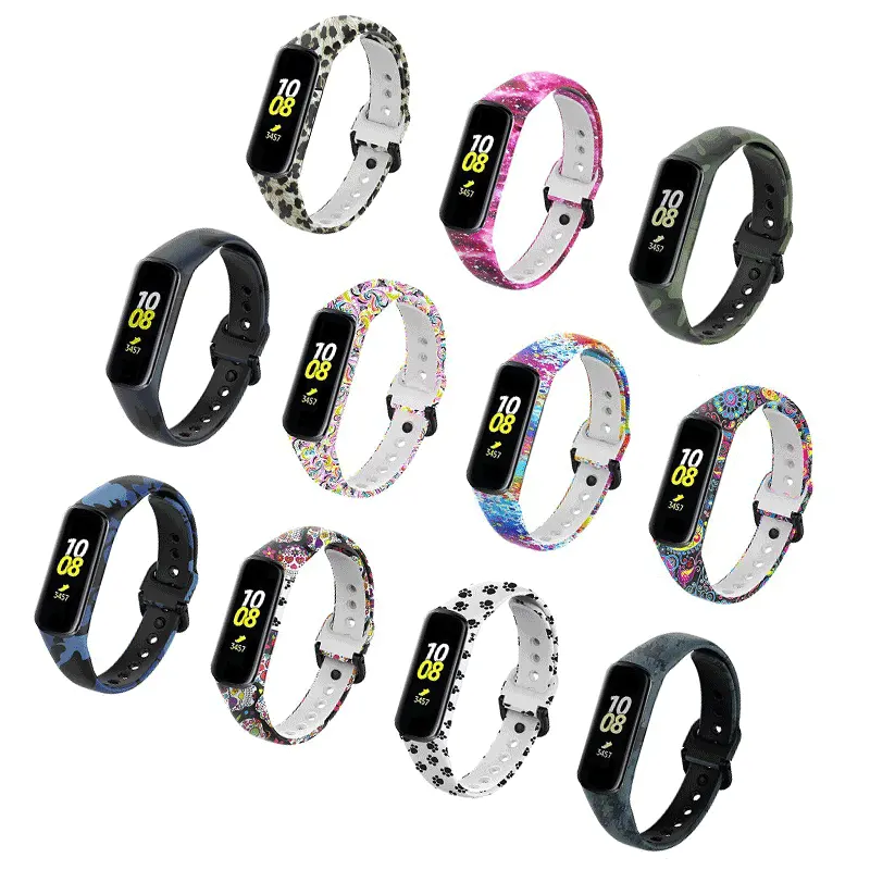 Qiman 새로운 제품 2021 스마트 밴드 시계 밴드 삼성 갤럭시 fit2 실리콘 시계 밴드 스트랩 인쇄 디자인 삼성