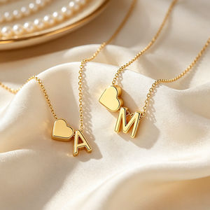 Collana con Ciondolo a Cuore Personalizzato con Iniziale A-Z Placcato <span class=keywords><strong>Oro</strong></span> 18K, Gioielli alla Moda 2026 per Donna, Regalo Quotidiano, Gioielli Coreani - Product Image 2