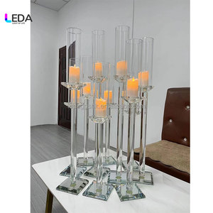 LEDA Clear Glass Candle Stand Straight Shape Wedding Table Decor Durable High Quality - Product Image 2