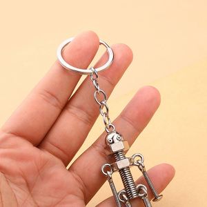 Mayorista de fábrica: Llavero metálico retro hecho a mano DIY con colgante de robot humano articulado con tornillos - Product Image 3