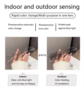 Gafas Sin Montura Fotocromáticas y Antiluz Azul para Mujer Estilo <span class=keywords><strong>Hipster</strong></span> y <span class=keywords><strong>Hombre</strong></span> de Negocios - Product Image 5