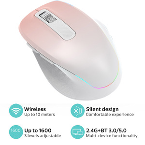 เมาส์ไร้สาย RGB ชาร์จไฟได้ 2.4G โหมดคู่ เงียบ แบบออปติคอล สำหรับคนถนัดขวา ออกแบบตามหลักสรีรศาสตร์ สำหรับแล็ปท็อปและคอมพิวเตอร์ พร้อมตัวรับสัญญาณ USB - Product Image 6