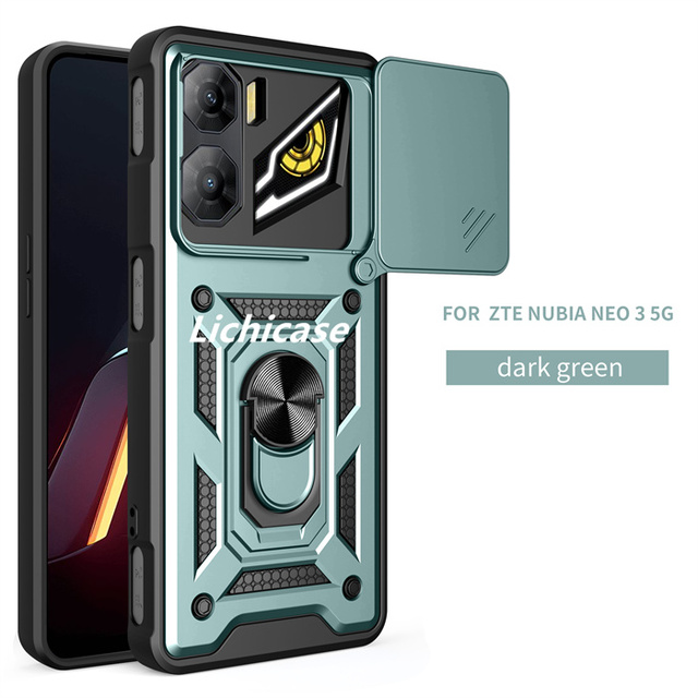 Lichicase Camera Privacy Protect Armor Hard Phone Case for ZTE Nubia Music 2 4G Car Magnetic Holder Back Cover