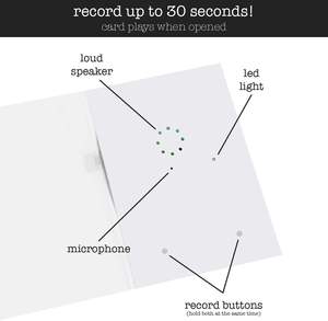 Carte de voeux enregistrable par la voix Enregistrer <span class=keywords><strong>et</strong></span> envoyer de la musique vocale personnelle ou un message sonore Anniversaires Fête des pères Carte de musique de Noël - Product Image 2