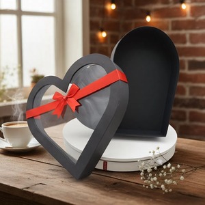 High quality gift <b>box</b> with <b>black</b> heart-shaped transparent window design, customizable according to needs - Product Image 4