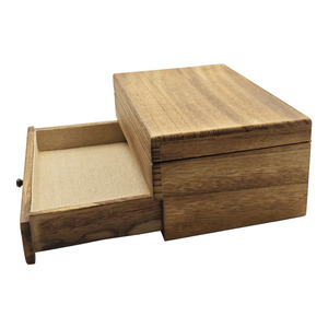Organisateur de bijoux vintage en bois à double couche avec design push-pull comprenant un miroir pour un rangement pratique - Product Image 4
