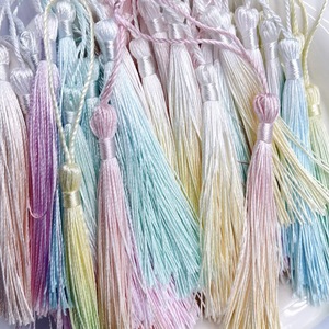 Borlas Teñidas a Mano con Degradado de Colores, Hilo de Poliéster de Seda de Hielo, Colores Mezclados, Estilo Retro, para Marcapáginas, Colgantes de Coche, Accesorios, Regalo - Product Image 1