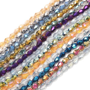 Zhubi 3x5mm 4x6mm Waterdrop Glass Beads đối với trang sức làm mạ màu pha lê thả hạt cho mặt dây chuyền vòng cổ trang trí - Product Image 1