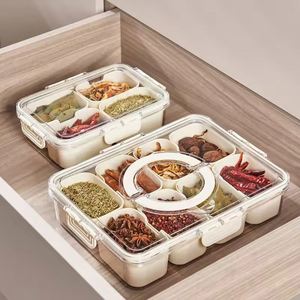 Contenedor Organizador de Plástico Blanco con 8 Compartimentos para Refrigerador, con Tapa y Asa, para Snacks, Especias, Frutas, Dulces, Fiestas y Viajes - Product Image 3