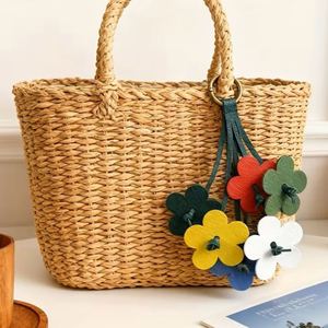 Six-color Floral PU Leather Keychain for Women Flower <b>Bag</b> <b>Charm</b> PU Leather Flower Pendant Versatile <b>Bag</b> Accessory - Product Image 4