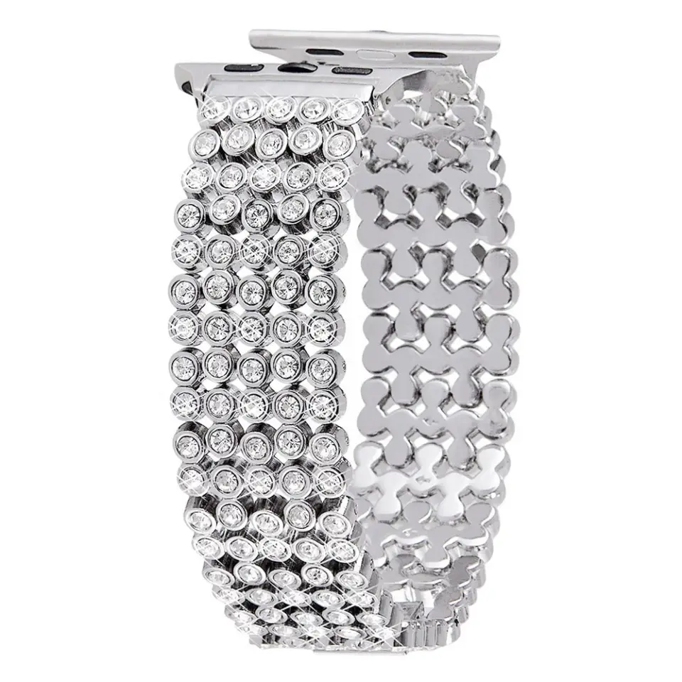 Correa de diamante de acero inoxidable para Apple Watch, 38mm, 40mm, 42mm, 44mm, para Apple iWatch Series 7, 6, SE, 5, 4