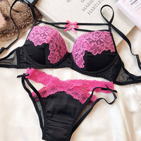 Set Bra dan Panty Wanita dengan Renda Bunga, Push Up, Cup Berbusa, Potongan Tinggi, Seksi, Bernapas, Tanpa Kawat, Ukuran S-XL, 5 Warna, Dewasa