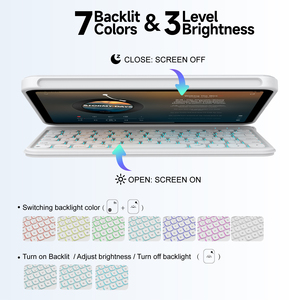 Laudtec Wireless Magic Keyboard Case for iPad mini 6 <b>7</b> Custom Layout Ultra Thin White with Led RGB Backlight - Product Image 2