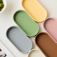Plateau de rangement ovale en silicone, étanche, pour savon, lotion, parfum, pour salle de bain, bureau
