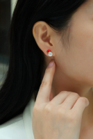Boucles d'oreilles clous en argent sterling 925 avec moissanite taille brillant rond pour femme, motif chapeau de Noël, boucles d'oreilles en moissanite et diamant en grappe